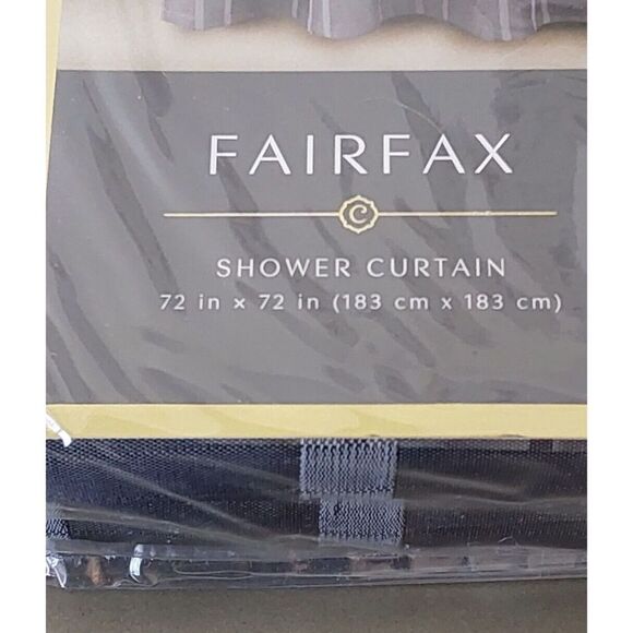 CROSCILL Black Grey White Striped Polyester Fairfax Shower Curtain 72 x 72 In - Picture 5 of 9